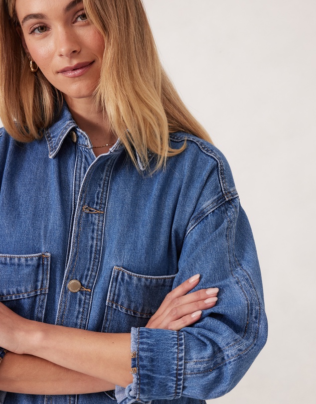 Ceres Life - Bobbi Side Pocket Denim Shacket