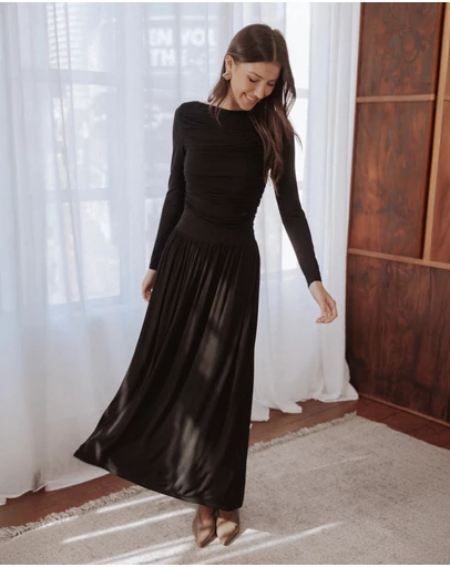 Petal & Pup - Shirley Long Sleeve Maxi Dress - Black