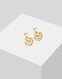 Kuzzoi - ICONIC EXCLUSIVE - Cufflinks Platelet Round Hammered Texture in 925 Sterling Silver Gold Plated
