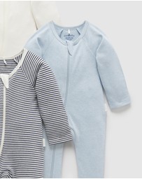 Purebaby - 4 Pack Zip Growsuit-Babies