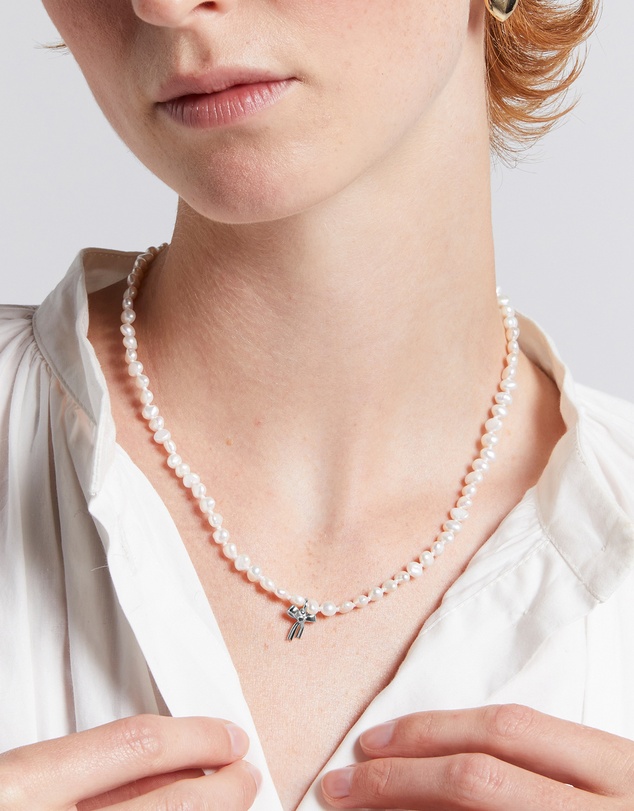 Karen Walker - Petite Bow with Pearls Necklace