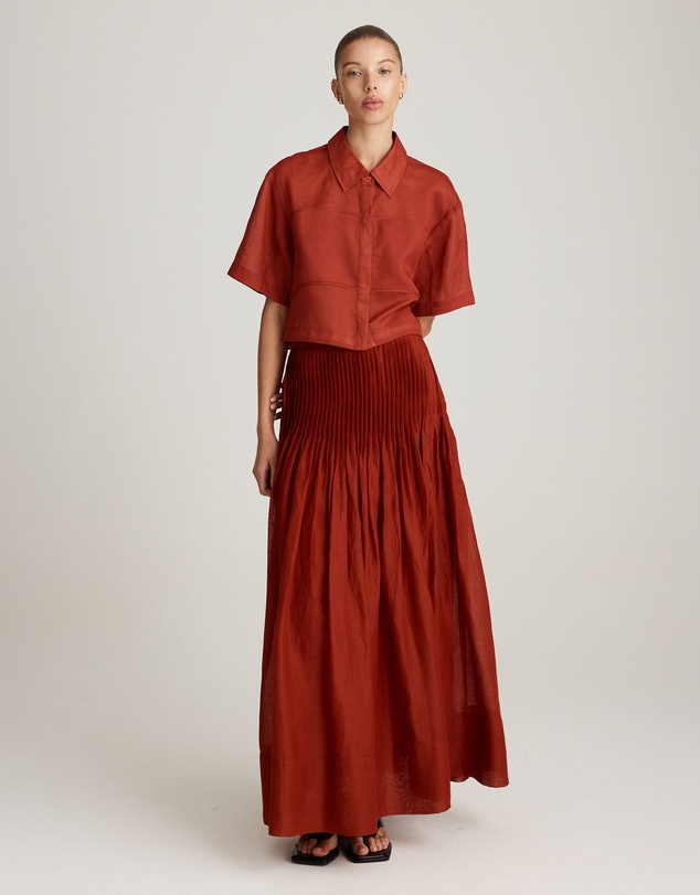 Mattir - Isla Ramie Skirt Cherry