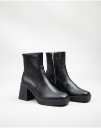 RAID - Lexus chunky mid heel boots in black