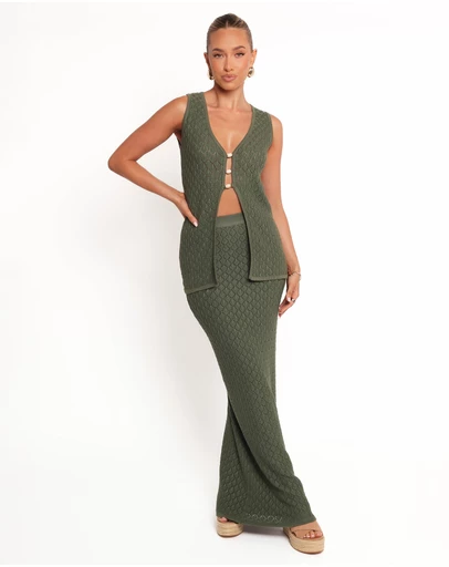 Petal & Pup - Asplie Knit Maxi Skirt - Olive