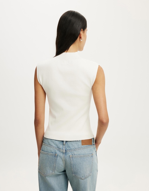 Cotton On - Mock Neck Sleeveless Fine Knit Top