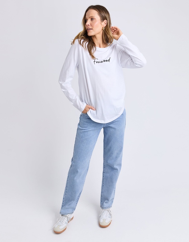 Foxwood - Signature Long Sleeve Tee White