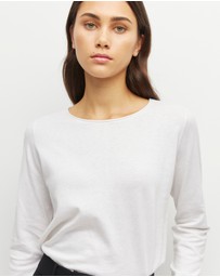 JH Lounge - JHL Crew L/S T (Fine Cotton Cashmere) White