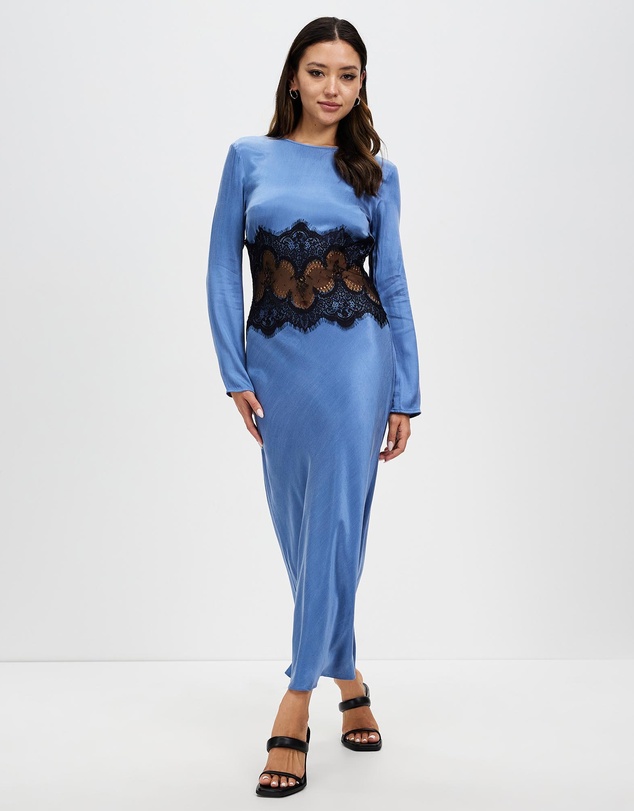 Third Form - Visions Lace Trim LS Maxi Dress