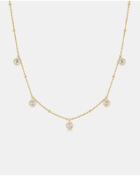 Ania Haie - Ania Haie Gold Molten Bezel-Set Droplet Station Necklace
