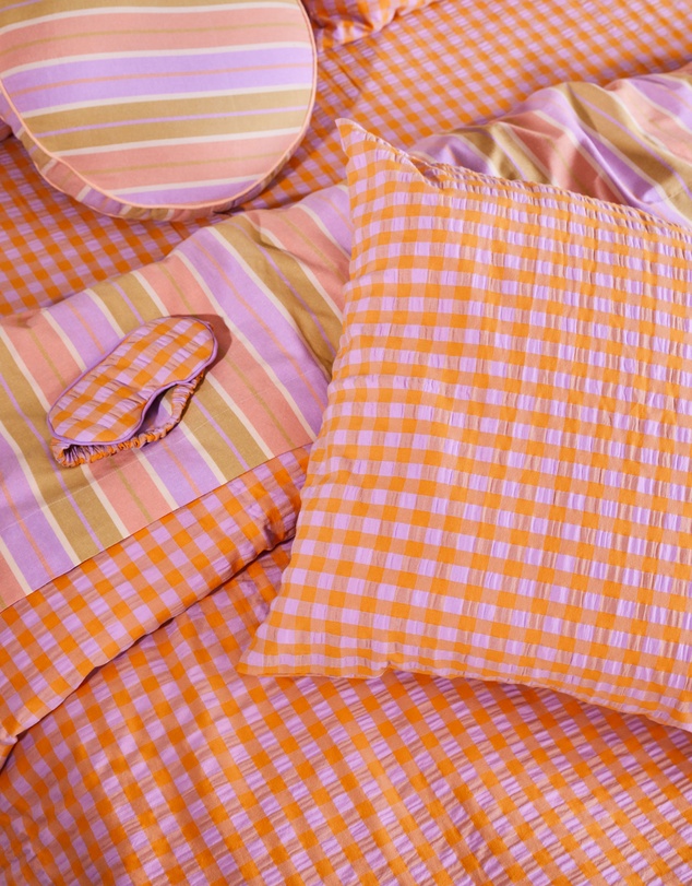 Mosey Me - Kumquat Bloom Seersucker Euro Pillowcase Set