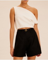 AERE - Raisa Tuck Linen Shorts