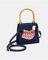 Wolf - Wolf Evie Collection Small Bag with Navy Bird Print