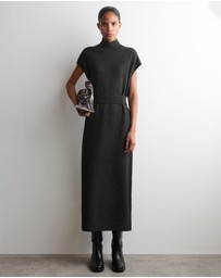 COS - Belt-Detail Merino Wool Funnel Dress