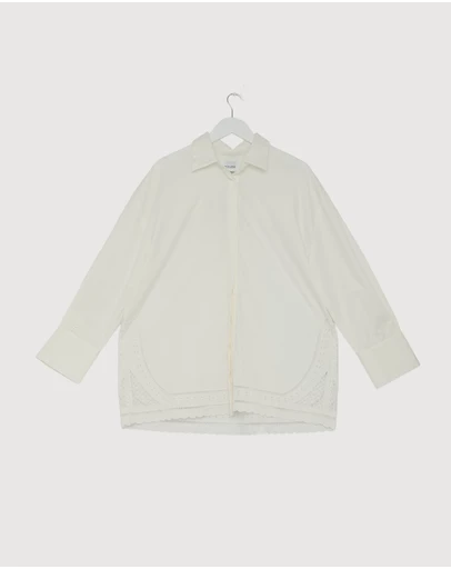 Revibe - Repaired Minima Esenciales Daphne Embroidered Oversized Shirt - AU 12