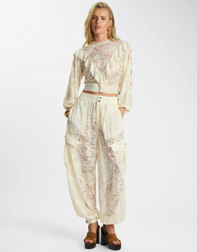 ONE TEASPOON - Savage Romance Utility Lace Pants - Vintage White