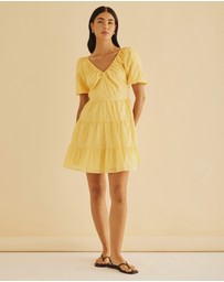 Atmos&Here - Micky Puff Sleeve Tiered Mini Dress