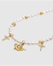 Nialaya Jewellery - Men's Angel Pearl Choker