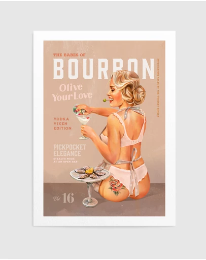 Olive et Oriel - Bourbon Babe Vol 16 by The Whiskey Ginger Art Print