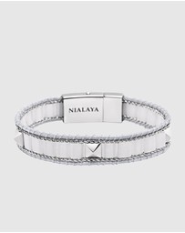 Nialaya Jewellery - White Jade Stud Bracelet