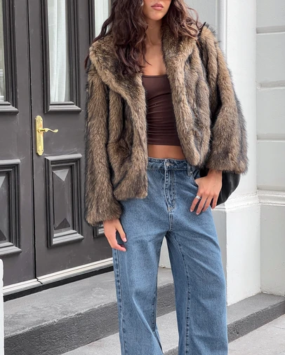 Beginning Boutique - It Girl Chocolate Faux Fur Jacket