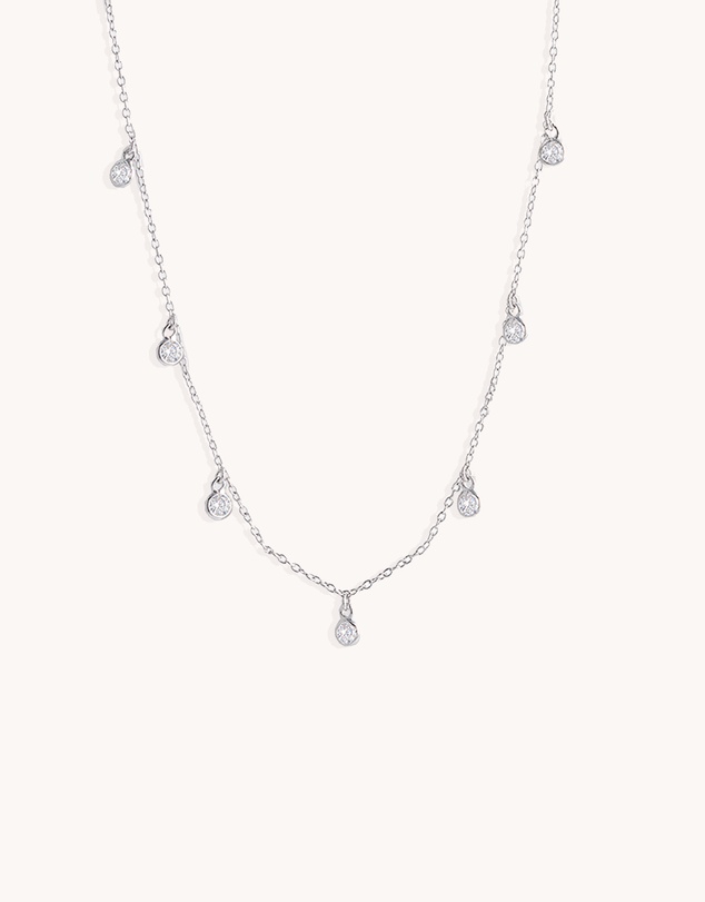 Bianc - Scattered CZ Bezel Drop Necklace