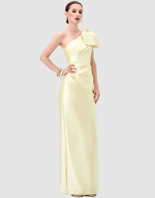 Bariano - Aramy One Shoulder Bow Gown