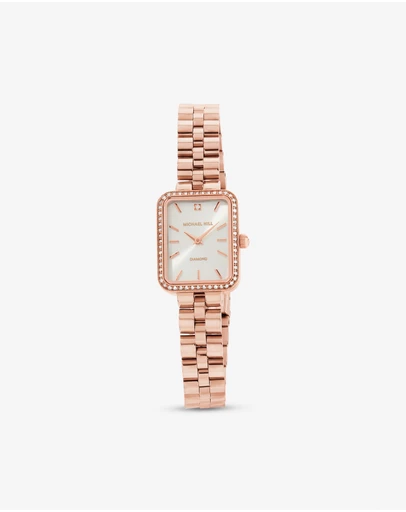 Michael Hill - Women's 0.20 Carat TW Diamond Bezel Watch in Rose Tone Stainless Steel