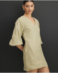 AERE - Sierra Linen Puff Sleeve Mini Dress