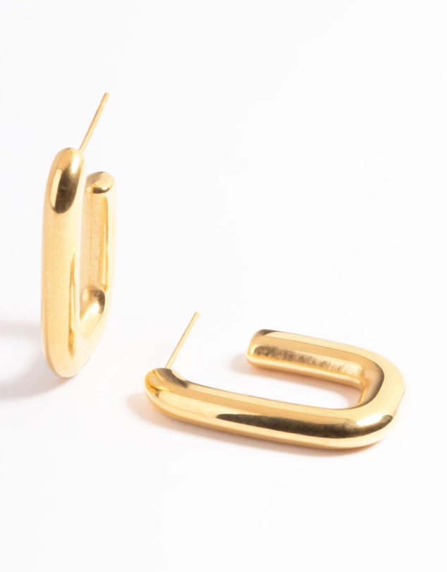 Lovisa - Waterproof Gold Plated Stainless Steel Rounded Square Hoop Earrings