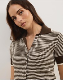 Atmos&Here - Nova Short Sleeve Stripe Knit Top