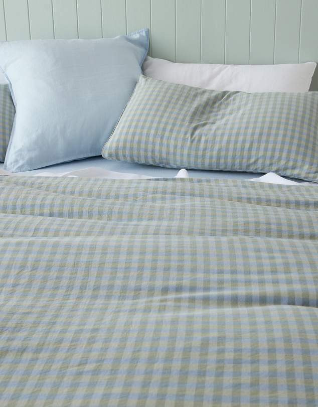 Sheet Society - Leo Washed Cotton Gingham Quilt Cover Set
