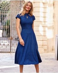 Sosandar - Sparkly Twist Detail Fit & Flare Jersey Dress
