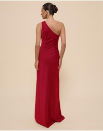 CHANCERY - Hallie Satin One Shoulder Drape Maxi Dress
