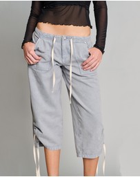 Love and Nostalgia - Big Bully Capri Drawstring Pant - Cement