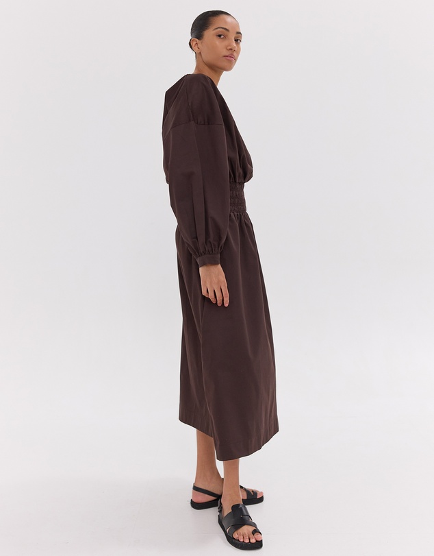 Cloth & Co. - The Shirred Billow Sleeve Dress | Brazil Nut
