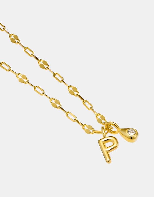 Zoe Olivia - 14K Gold Vermeil Imprint Initial P Cubic Zirconia Necklace