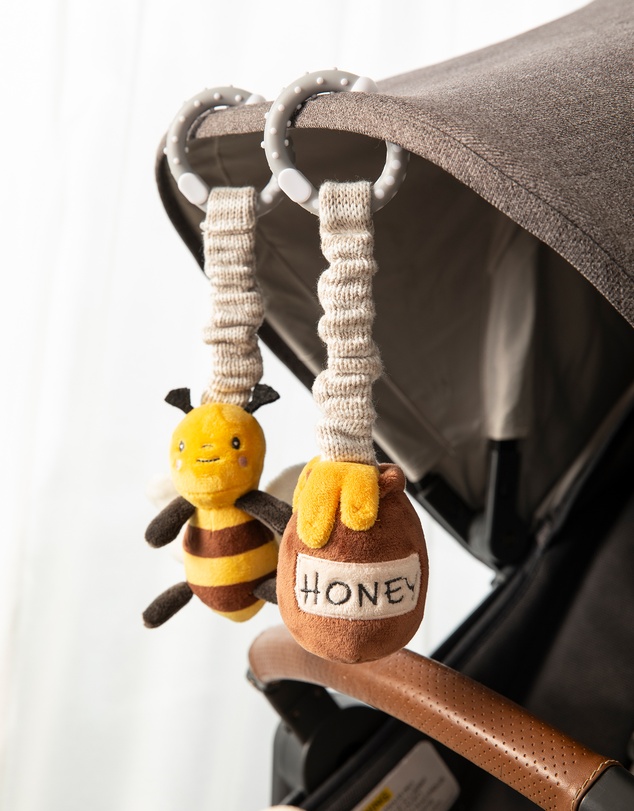 Living Textiles - 2 Pack Stroller Toys - Bee & Honey Pot