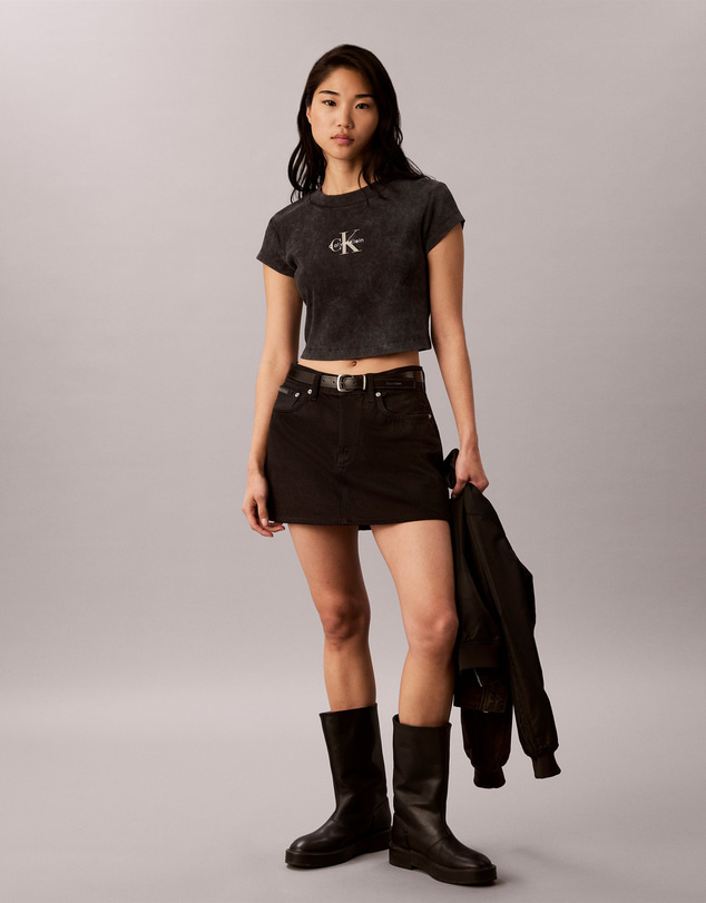 Calvin Klein Jeans - Monologo Rib Acid Wash Baby Tee