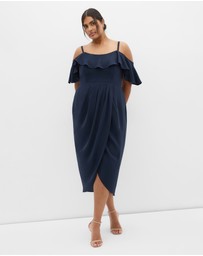City Chic - Flirtation Drape Midi Dress
