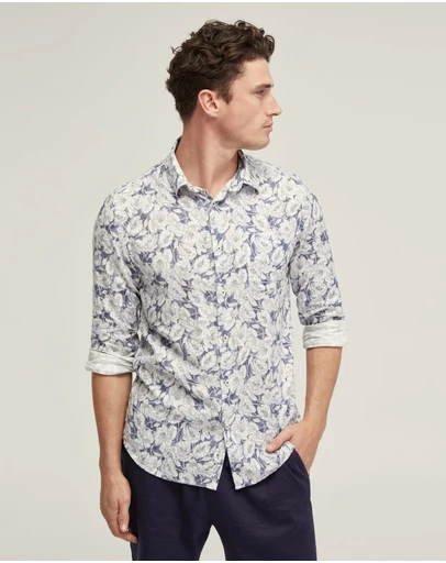 Oxford - Holloway Linen Blend Printed Shirt