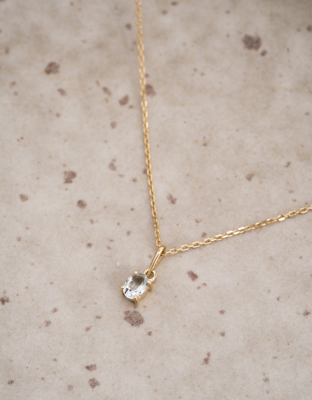 Luna Rae - Solid Gold - Aquamarine Necklace