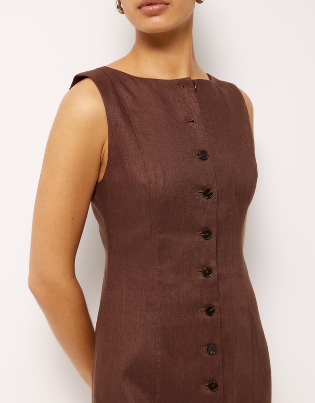 AERE - Kiri Button Through Linen Mini Dress