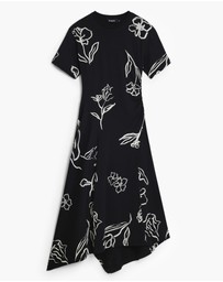 Desigual - Asymmetric dress with floral strokes