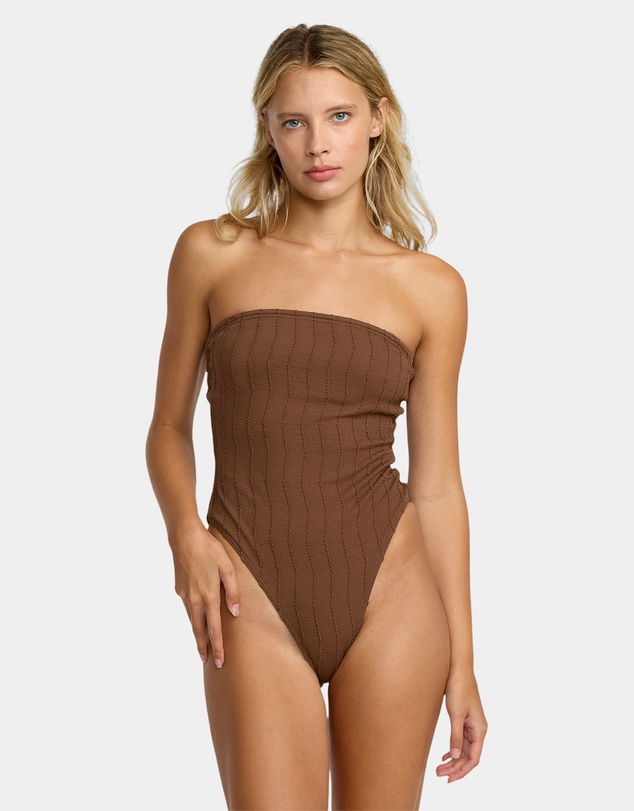 RVCA - Womens Chevy Grooves Bandeau One Piece Swimsuit