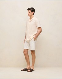 Trenery - Terry Geo Tile Camp Shirt in Parchment