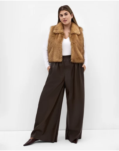City Chic - Plus size Gianna Faux Fur Vest - natural
