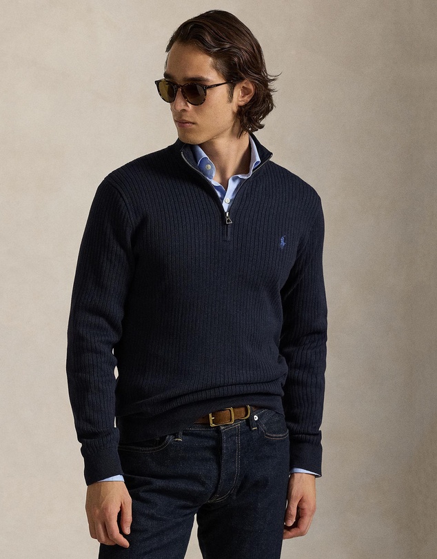 Polo Ralph Lauren - Rib-Knit Cotton Quarter-Zip Sweater - ICONIC EXCLUSIVE
