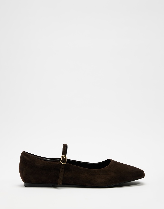 AERE - Suede Buckle Ballet Flats