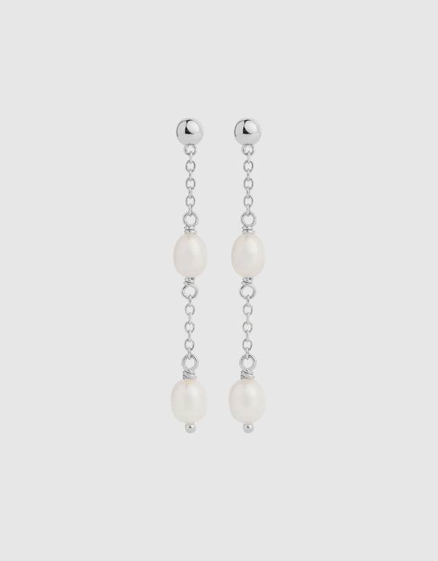 Najo - Tidal Whisper Silver Double Pearl Earring