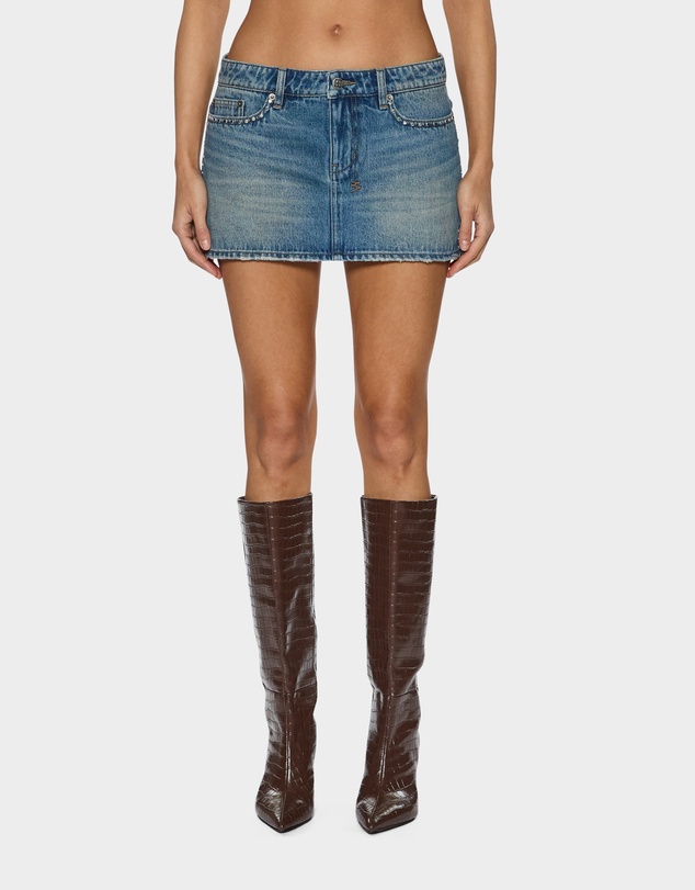 Ksubi - Micro Mini Skirt Texas Blue Studded
